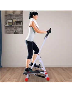 HOMCOM Stepper w/ Handle Hand Grip Workout Fitness Machine For Fitness Aerobic Exercise Home Gym Red 2