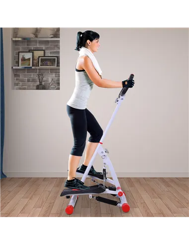 HOMCOM Stepper w/ Handle Hand Grip Workout Fitness Machine For Fitness Aerobic Exercise Home Gym Red