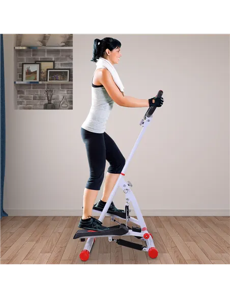 HOMCOM Stepper w/ Handle Hand Grip Workout Fitness Machine For Fitness Aerobic Exercise Home Gym Red