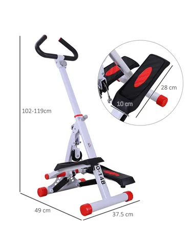 HOMCOM Stepper w/ Handle Hand Grip Workout Fitness Machine For Fitness Aerobic Exercise Home Gym Red