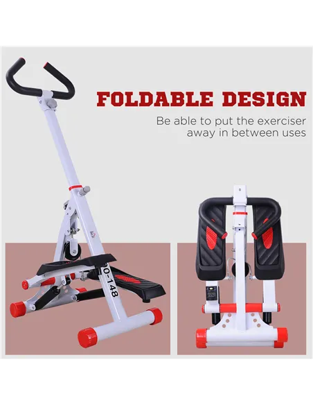 HOMCOM Stepper w/ Handle Hand Grip Workout Fitness Machine For Fitness Aerobic Exercise Home Gym Red