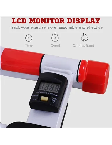 HOMCOM Stepper w/ Handle Hand Grip Workout Fitness Machine For Fitness Aerobic Exercise Home Gym Red