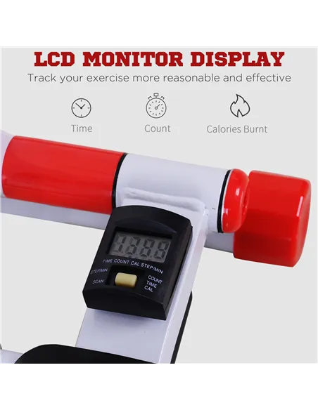 HOMCOM Stepper w/ Handle Hand Grip Workout Fitness Machine For Fitness Aerobic Exercise Home Gym Red