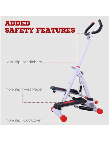 HOMCOM Stepper w/ Handle Hand Grip Workout Fitness Machine For Fitness Aerobic Exercise Home Gym Red