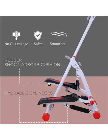 HOMCOM Stepper w/ Handle Hand Grip Workout Fitness Machine For Fitness Aerobic Exercise Home Gym Red