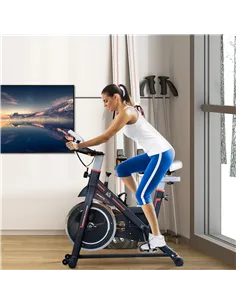 HOMCOM Exercise Bike, Indoor Cycling, with LCD Display, Heart Rate, Sensor - Black 2