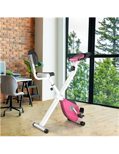 HOMCOM Folding Exercise Bike, Fitness Bicycle Indoor Trainer, 8-Level Magnetic Resistance Adjustable, with LCD Monitor, Pulse Se 2