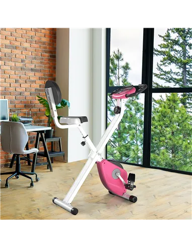 HOMCOM Folding Exercise Bike, Fitness Bicycle Indoor Trainer, 8-Level Magnetic Resistance Adjustable, with LCD Monitor, Pulse Se