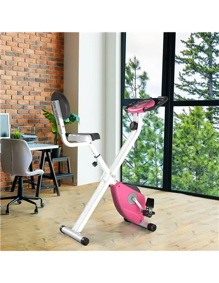 HOMCOM Folding Exercise Bike, Fitness Bicycle Indoor Trainer, 8-Level Magnetic Resistance Adjustable, with LCD Monitor, Pulse Se