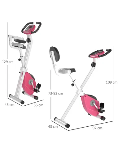 HOMCOM Folding Exercise Bike, Fitness Bicycle Indoor Trainer, 8-Level Magnetic Resistance Adjustable, with LCD Monitor, Pulse Se