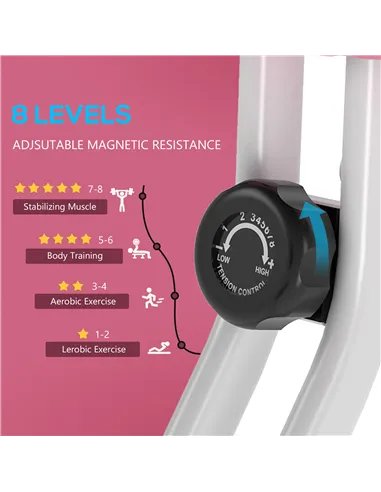 HOMCOM Folding Exercise Bike, Fitness Bicycle Indoor Trainer, 8-Level Magnetic Resistance Adjustable, with LCD Monitor, Pulse Se