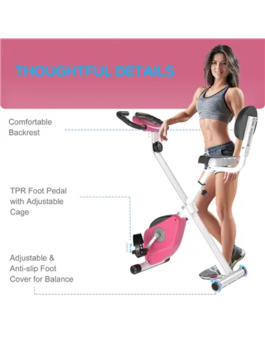 HOMCOM Folding Exercise Bike, Fitness Bicycle Indoor Trainer, 8-Level Magnetic Resistance Adjustable, with LCD Monitor, Pulse Se