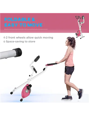 HOMCOM Folding Exercise Bike, Fitness Bicycle Indoor Trainer, 8-Level Magnetic Resistance Adjustable, with LCD Monitor, Pulse Se