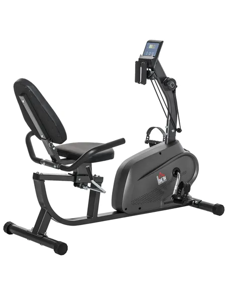 HOMCOM Recumbent Exercise Bike Recovery Exerciser, 8-Level Magnetic Resistance Stationary Bike with Pad Holder, LCD Monitor, for