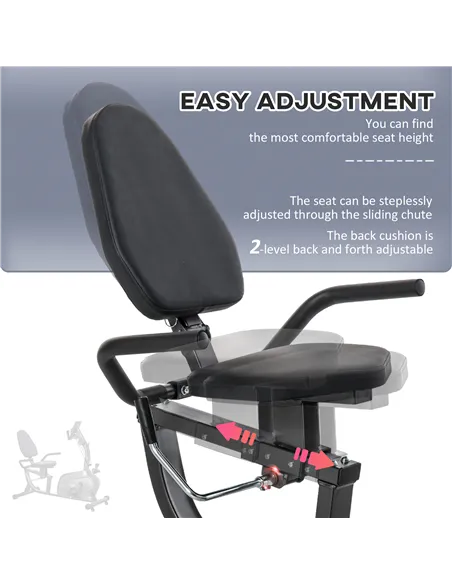 HOMCOM Recumbent Exercise Bike Recovery Exerciser, 8-Level Magnetic Resistance Stationary Bike with Pad Holder, LCD Monitor, for