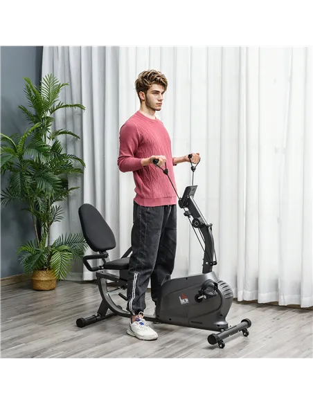 HOMCOM Recumbent Exercise Bike Recovery Exerciser, 8-Level Magnetic Resistance Stationary Bike with Pad Holder, LCD Monitor, for