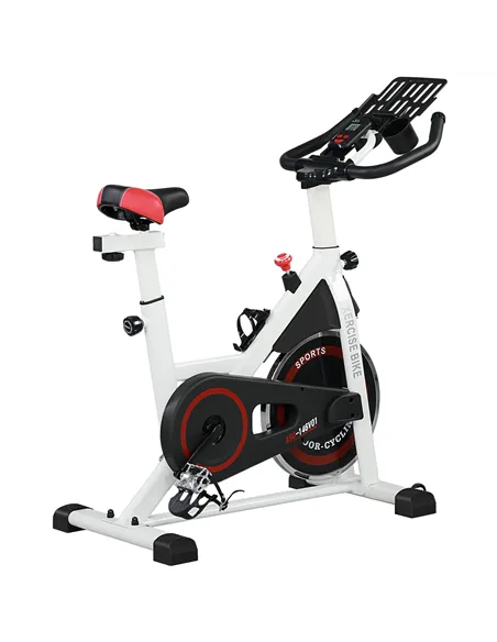 HOMCOM Exercise Bike, 8kg Flywheel Stationary Bike Indoor Cycling Machine with Adjustable Resistance Seat Handlebar, White