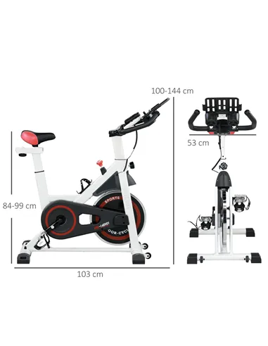 HOMCOM Exercise Bike, 8kg Flywheel Stationary Bike Indoor Cycling Machine with Adjustable Resistance Seat Handlebar, White