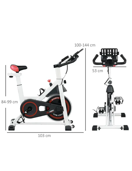 HOMCOM Exercise Bike, 8kg Flywheel Stationary Bike Indoor Cycling Machine with Adjustable Resistance Seat Handlebar, White