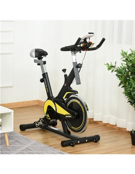 HOMCOM Upright Exercise Bike Indoor Training Cycling Machine Stationary Workout Bicycle with 10KG Flywheel and Adjustable Resist