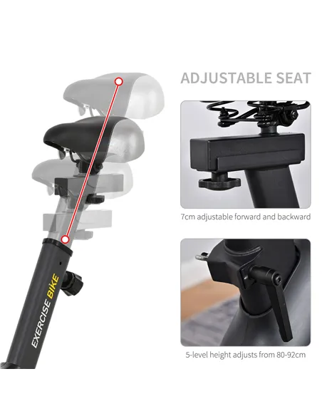 HOMCOM Upright Exercise Bike Indoor Training Cycling Machine Stationary Workout Bicycle with 10KG Flywheel and Adjustable Resist