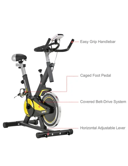 HOMCOM Upright Exercise Bike Indoor Training Cycling Machine Stationary Workout Bicycle with 10KG Flywheel and Adjustable Resist