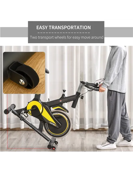 HOMCOM Upright Exercise Bike Indoor Training Cycling Machine Stationary Workout Bicycle with 10KG Flywheel and Adjustable Resist