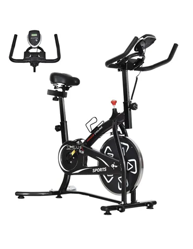 HOMCOM Indoor Stationary Exercise Bike 6kg Flywheel Fitness Cardio Workout Bke Trainer for Home Gym w/ Adjustable Resistance LCD