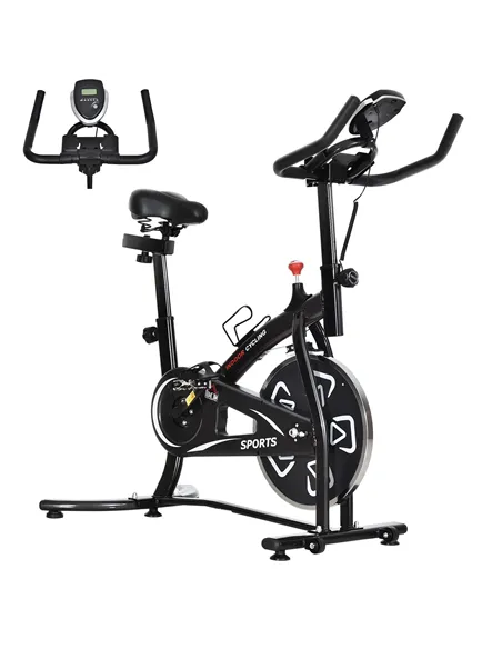 HOMCOM Indoor Stationary Exercise Bike 6kg Flywheel Fitness Cardio Workout Bke Trainer for Home Gym w/ Adjustable Resistance LCD
