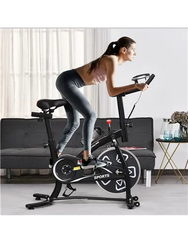 HOMCOM Indoor Stationary Exercise Bike 6kg Flywheel Fitness Cardio Workout Bke Trainer for Home Gym w/ Adjustable Resistance LCD