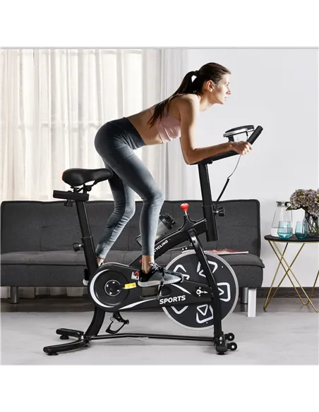 HOMCOM Indoor Stationary Exercise Bike 6kg Flywheel Fitness Cardio Workout Bke Trainer for Home Gym w/ Adjustable Resistance LCD