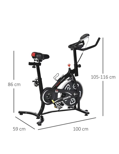 HOMCOM Indoor Stationary Exercise Bike 6kg Flywheel Fitness Cardio Workout Bke Trainer for Home Gym w/ Adjustable Resistance LCD