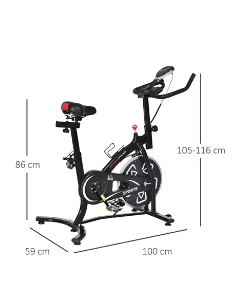 HOMCOM Indoor Stationary Exercise Bike 6kg Flywheel Fitness Cardio Workout Bke Trainer for Home Gym w/ Adjustable Resistance LCD