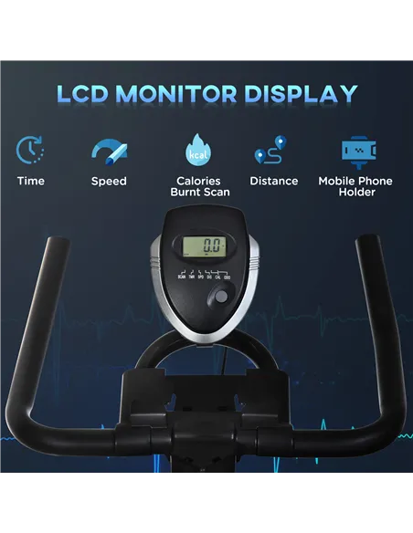 HOMCOM Indoor Stationary Exercise Bike 6kg Flywheel Fitness Cardio Workout Bke Trainer for Home Gym w/ Adjustable Resistance LCD