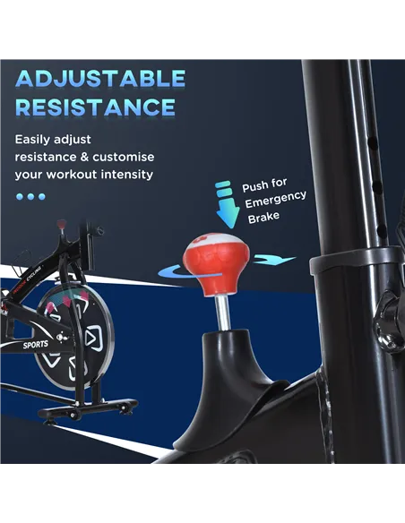 HOMCOM Indoor Stationary Exercise Bike 6kg Flywheel Fitness Cardio Workout Bke Trainer for Home Gym w/ Adjustable Resistance LCD