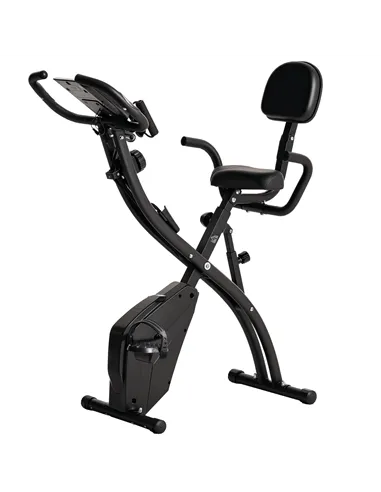 HOMCOM 2-in-1 Folding Exercise Bike with 8-Level Magnetic Resistance, Arm Resistance Band, Pulse Sensor, Black