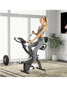 HOMCOM 2-in-1 Folding Exercise Bike with 8-Level Magnetic Resistance, Arm Resistance Band, Pulse Sensor, Black 2