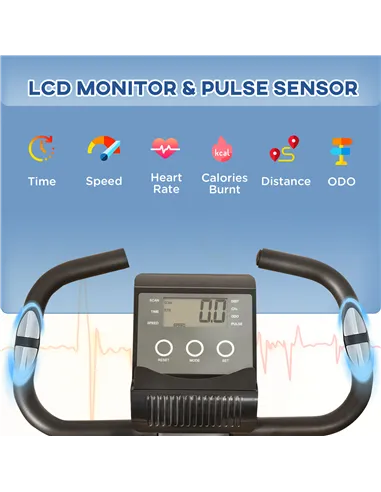 HOMCOM 2-in-1 Folding Exercise Bike with 8-Level Magnetic Resistance, Arm Resistance Band, Pulse Sensor, Black