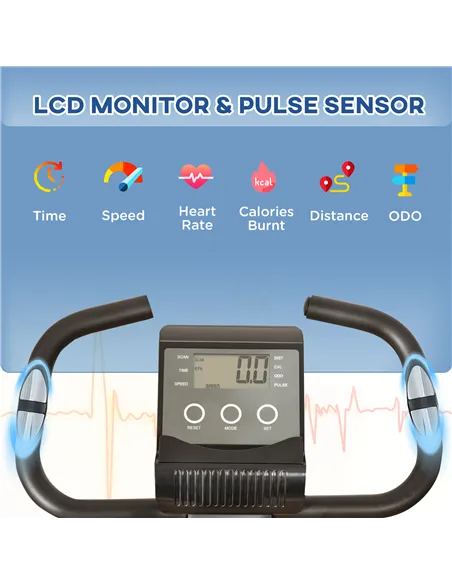 HOMCOM 2-in-1 Folding Exercise Bike with 8-Level Magnetic Resistance, Arm Resistance Band, Pulse Sensor, Black