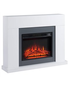 HOMCOM Electric Fireplace Suite with Remote Control, 2000W Freestanding Fireplace Heater with LED Flame Effect, Overheat Protect