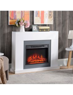 HOMCOM Electric Fireplace Suite with Remote Control, 2000W Freestanding Fireplace Heater with LED Flame Effect, Overheat Protect 2