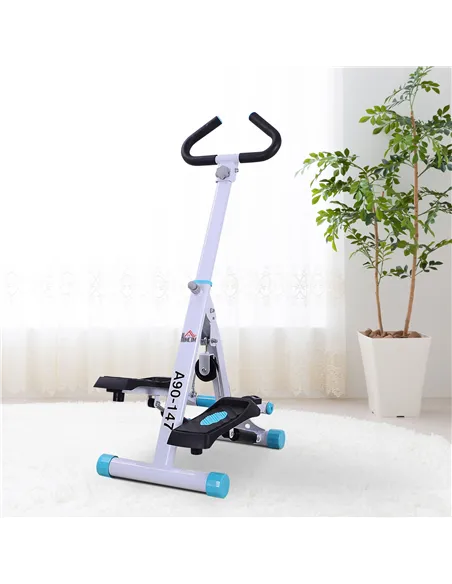 HOMCOM Stepper w/ Handle Hand Grip Workout Fitness Machine For Fitness Aerobic Exercise Home Gym White