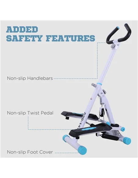 HOMCOM Stepper w/ Handle Hand Grip Workout Fitness Machine For Fitness Aerobic Exercise Home Gym White