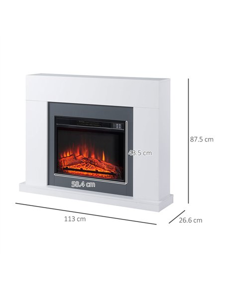 HOMCOM Electric Fireplace Suite with Remote Control, 2000W Freestanding Fireplace Heater with LED Flame Effect, Overheat Protect