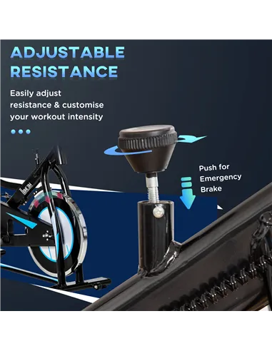 HOMCOM Stationary Exercise Bike, 8kg Flywheel Indoor Cycling Workout Fitness Bike, Adjustable Resistance Cardio Exercise Machine