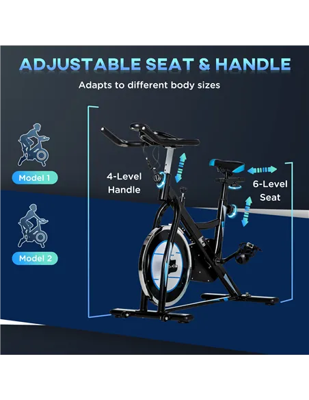 HOMCOM Stationary Exercise Bike, 8kg Flywheel Indoor Cycling Workout Fitness Bike, Adjustable Resistance Cardio Exercise Machine
