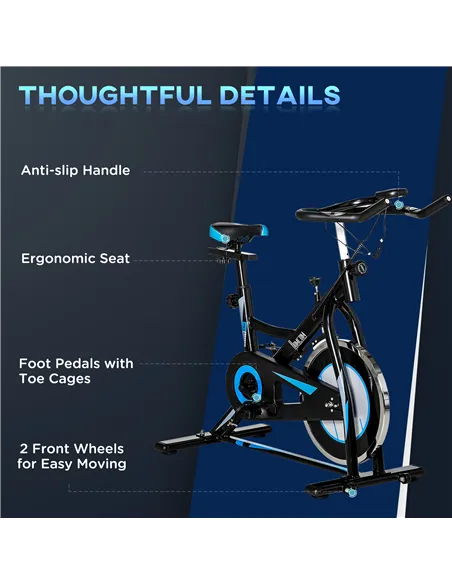 HOMCOM Stationary Exercise Bike, 8kg Flywheel Indoor Cycling Workout Fitness Bike, Adjustable Resistance Cardio Exercise Machine