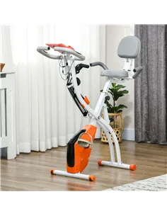 HOMCOM 2-in-1 Folding Exercise Bike with 8-Level Magnetic Resistance, Arm Resistance Band, Pulse Sensor, Orange 2