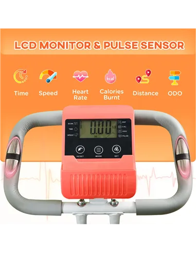 HOMCOM 2-in-1 Folding Exercise Bike with 8-Level Magnetic Resistance, Arm Resistance Band, Pulse Sensor, Orange