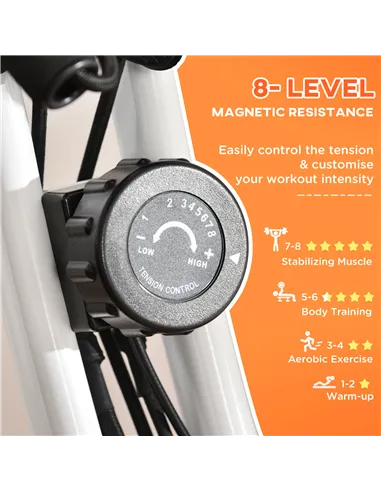 HOMCOM 2-in-1 Folding Exercise Bike with 8-Level Magnetic Resistance, Arm Resistance Band, Pulse Sensor, Orange